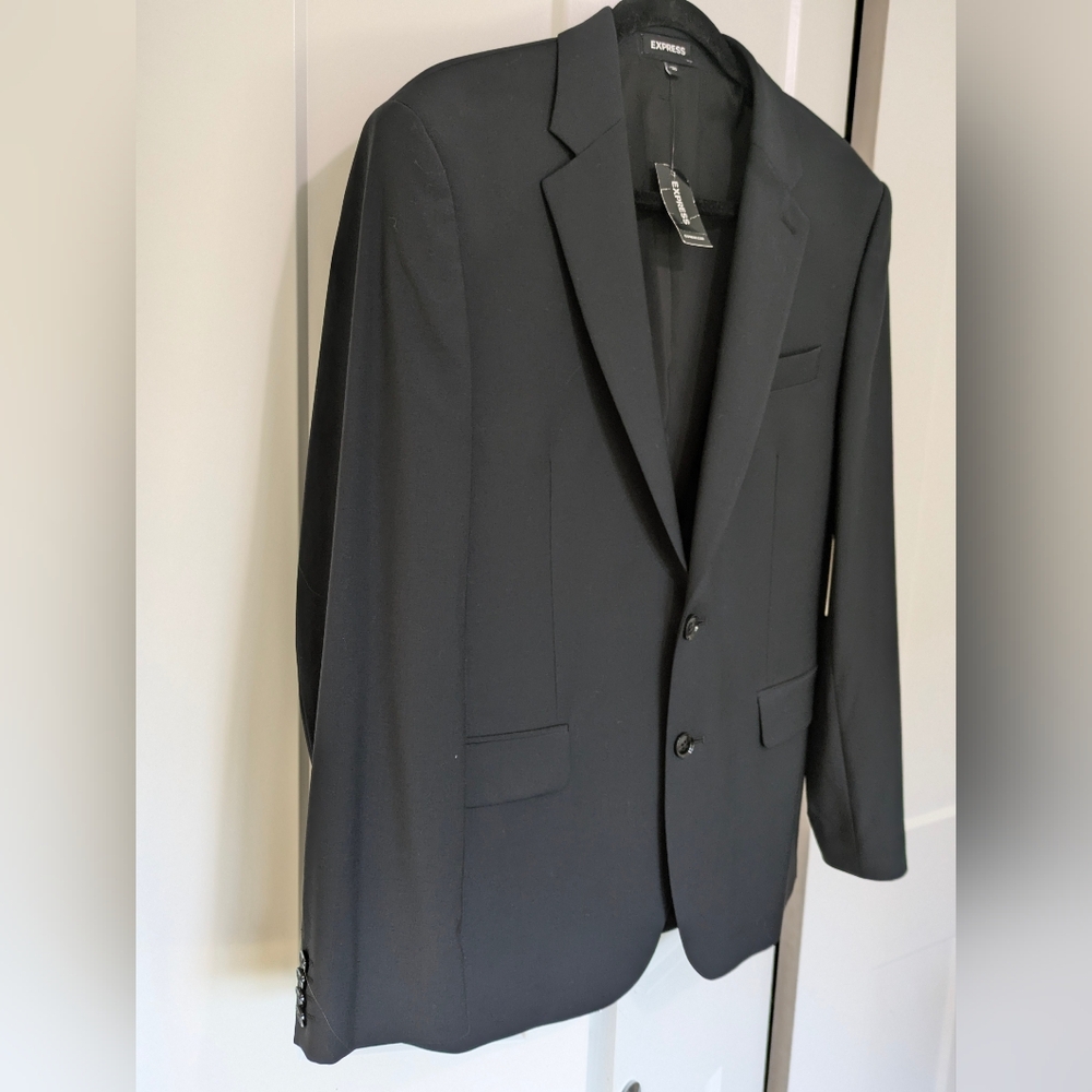 Express Men’s Black Extra Slim Fit Wool-Blend Modern Tech Suit Jacket Formal 38S - Picture 7 of 16